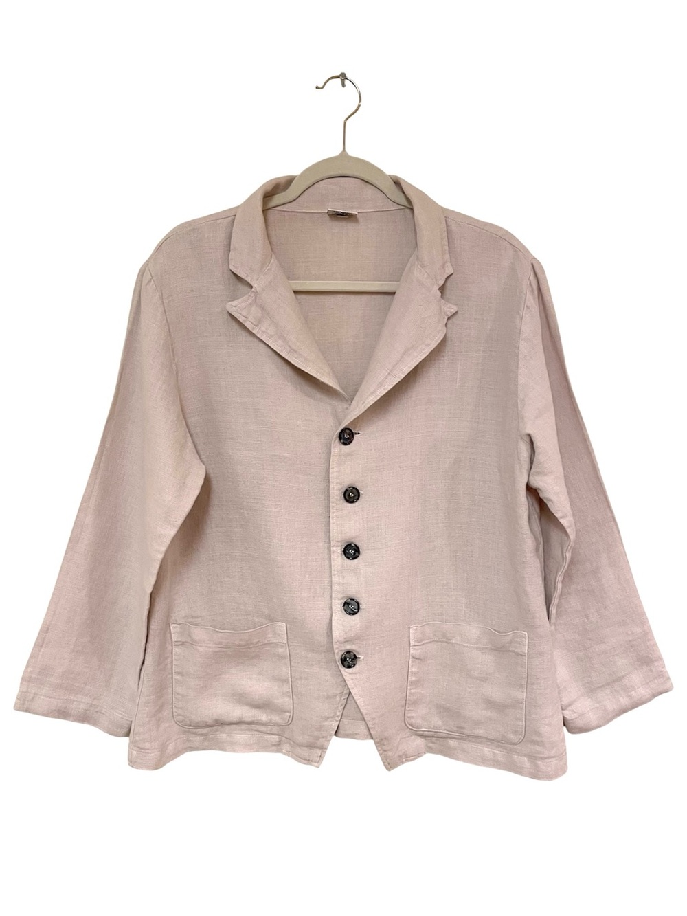 CP Shades Linen Jacket Light Mauve Button-Front Blazer Pockets Coastal Size M